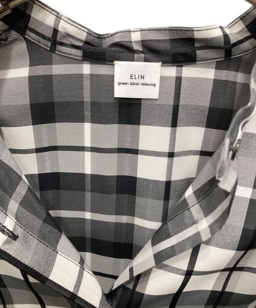 green label relaxing（グリーンレーベルリラクシング）green label relaxing (グリーンレーベルリラクシング) ELIN (エリン) チェックバンドカラーシャツ ホワイト×ブラック サイズ:サイズ記載なし（実寸ご確認ください）の古着・服飾アイテム