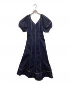 HER LIP TOハーリップトゥ）の古着「Imperia Volume Sleeve Dress」｜インディゴ