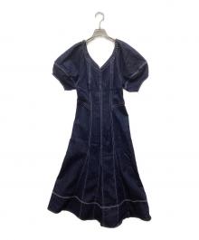 HER LIP TO（ハーリップトゥ）の古着「Imperia Volume Sleeve Dress」｜インディゴ