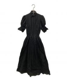 SEVEN TEN by MIHO KAWAHITO（セブン テン バイ ミホ カワヒト）の古着「コットンカットワークレースドレス」｜ブラック