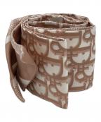 Christian Diorクリスチャン ディオール）の古着「ミッツァ オブリークロゴ シルクスカーフ」｜ピンクベージュ