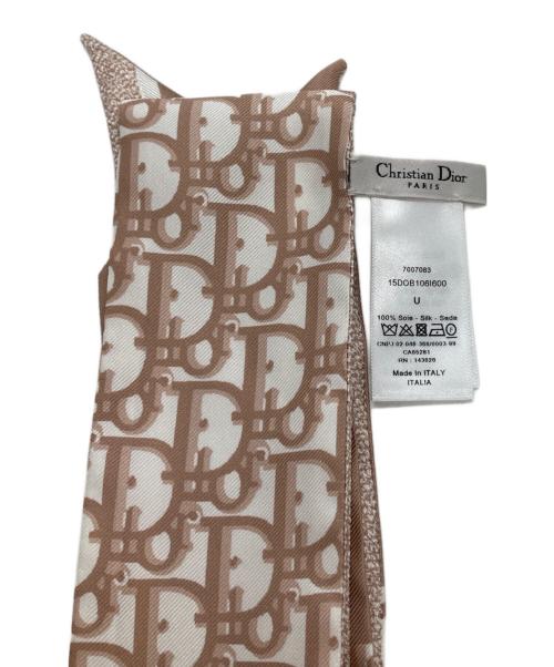 Christian Dior（クリスチャン ディオール）Christian Dior (クリスチャン ディオール) ミッツァ オブリークロゴ シルクスカーフ ピンクベージュの古着・服飾アイテム