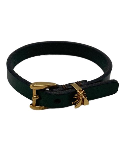 GUCCI（グッチ）GUCCI (グッチ) レザーブレスレット グリーンの古着・服飾アイテム