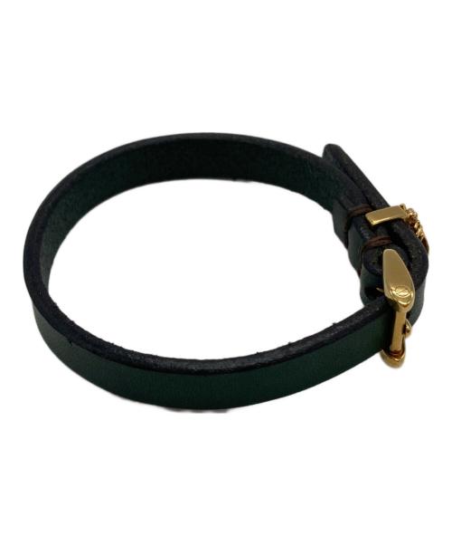 GUCCI（グッチ）GUCCI (グッチ) レザーブレスレット グリーンの古着・服飾アイテム