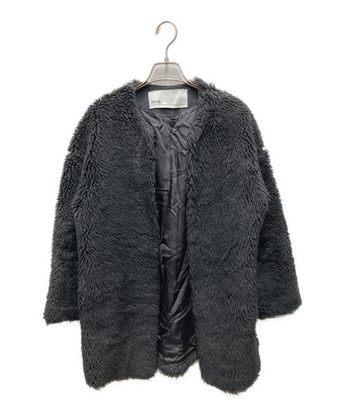 ticca（ティッカ）ticca (ティッカ) ウールファーノーカラーコート ブラック サイズ:Fの古着・服飾アイテム