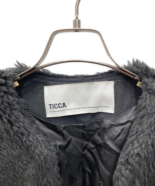 ticca（ティッカ）ticca (ティッカ) ウールファーノーカラーコート ブラック サイズ:Fの古着・服飾アイテム