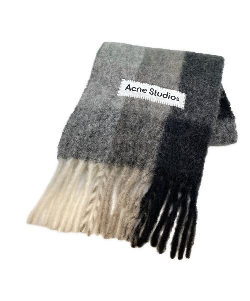 Acne studios（アクネ ストゥディオス）Acne studios (アクネ ストゥディオス) モヘアチェックスカーフ ホワイト×グリーン サイズ:250×28の古着・服飾アイテム