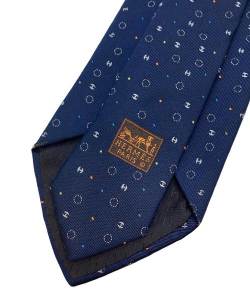 HERMES（エルメス）HERMES (エルメス) H柄ドットネクタイ ネイビー サイズ:Fの古着・服飾アイテム