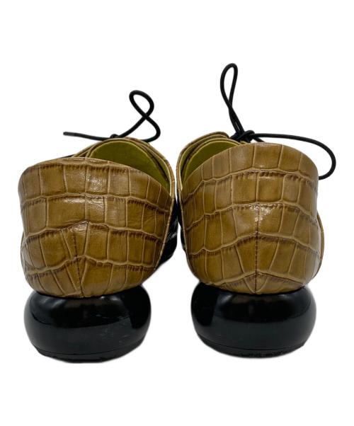 MANA（マナ）MANA (マナ) クロコ型押しレースアップシューズ ブラウン サイズ:37の古着・服飾アイテム