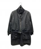 gomme HOMMEゴム オム）の古着「ウール切替ナイロンコート」｜ブラック