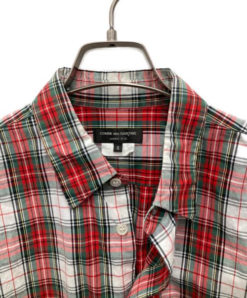 COMME des GARCONS HOMME PLUS（コムデギャルソンオムプリュス）COMME des GARCONS HOMME PLUS (コムデギャルソンオムプリュス) チェックシャツ ホワイト×レッド サイズ:sの古着・服飾アイテム