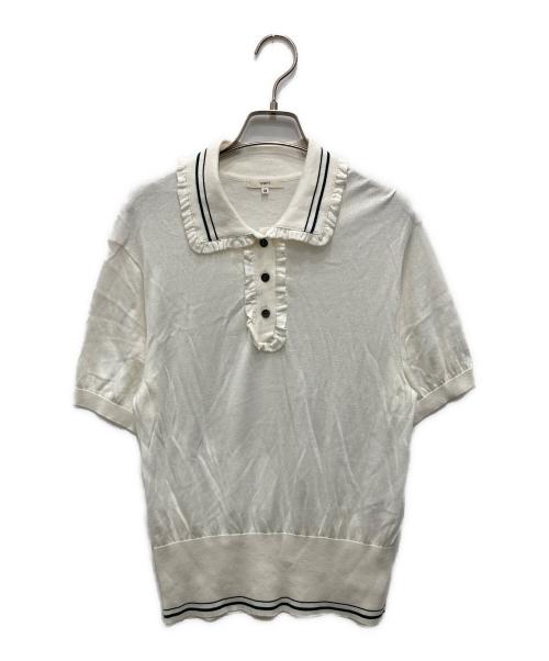 YORI（ヨリ）yori (ヨリ) ミニフリルポロニット ホワイト サイズ:38の古着・服飾アイテム