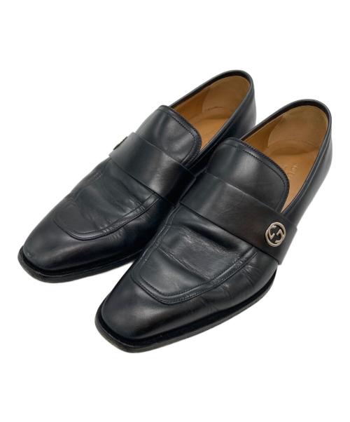 GUCCI（グッチ）GUCCI (グッチ) インターロッキングGレザーシューズ ブラック サイズ:6の古着・服飾アイテム