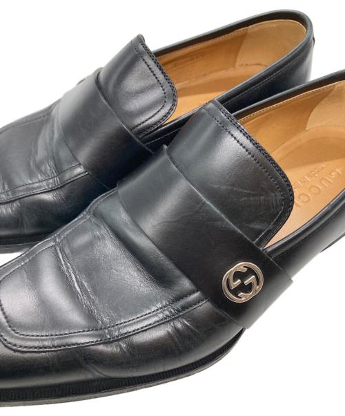 GUCCI（グッチ）GUCCI (グッチ) インターロッキングGレザーシューズ ブラック サイズ:6の古着・服飾アイテム