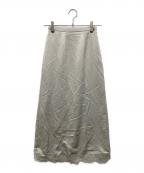 Snidelスナイデル）の古着「ヘムレースアイラインサテンスカート」｜グリーン