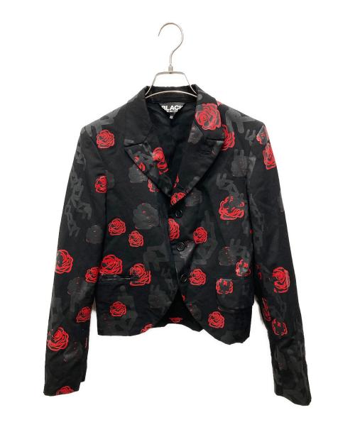 BLACK COMME des GARCONS（ブラックコムデギャルソン）BLACK COMME des GARCONS (ブラックコムデギャルソン) ローズチェーンプリントジャケット ブラック×レッド サイズ:XSの古着・服飾アイテム