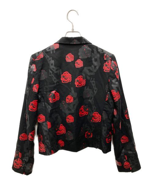 BLACK COMME des GARCONS（ブラックコムデギャルソン）BLACK COMME des GARCONS (ブラックコムデギャルソン) ローズチェーンプリントジャケット ブラック×レッド サイズ:XSの古着・服飾アイテム