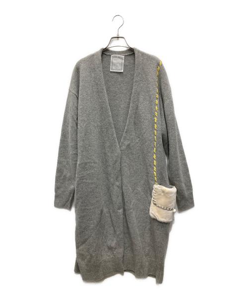 BEARDSLEY（ビアズリー）BEARDSLEY (ビアズリー) ポシェットロングカーディガン グレー サイズ:Fの古着・服飾アイテム