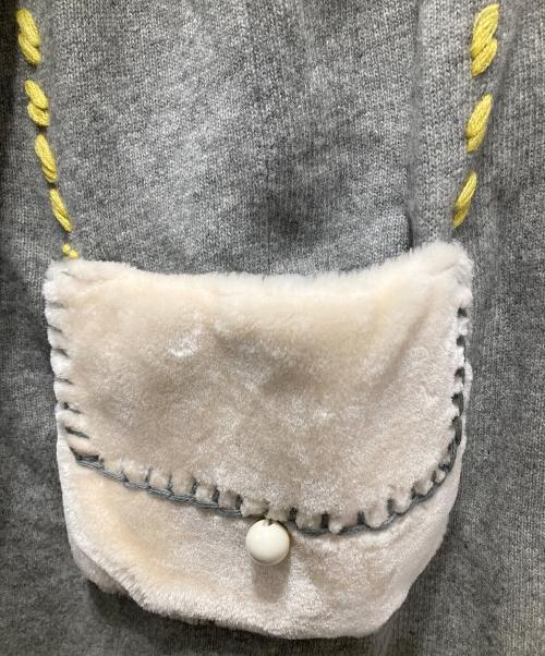 BEARDSLEY（ビアズリー）BEARDSLEY (ビアズリー) ポシェットロングカーディガン グレー サイズ:Fの古着・服飾アイテム