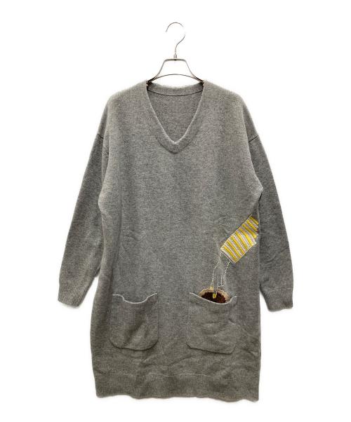 BEARDSLEY（ビアズリー）BEARDSLEY (ビアズリー) ビスケットニットワンピース グレー サイズ:Fの古着・服飾アイテム