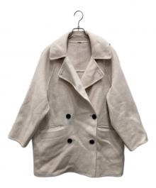 Mila Owen（ミラオーウェン）の古着「衿ストラップハーフ丈リバーPコート」｜ピンク