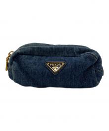 PRADA（プラダ）の古着「三角プレートロゴデニムポーチ」｜インディゴ