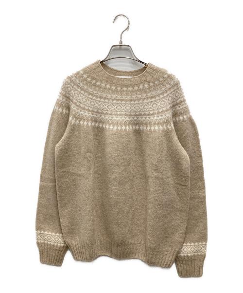 Harley of SCOTLAND（ハーレーオブスコットランド）HARLEY OF SCOTLAND (ハーレーオブスコットランド) UNITED ARROWS (ユナイテッドアローズ) 別注SNOW KNIT ベージュ サイズ:44の古着・服飾アイテム