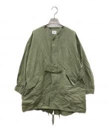 URBAN RESEARCH DOORS（アーバンリサーチドアーズ）の古着「ノーカラーモッズコート」｜グリーン
