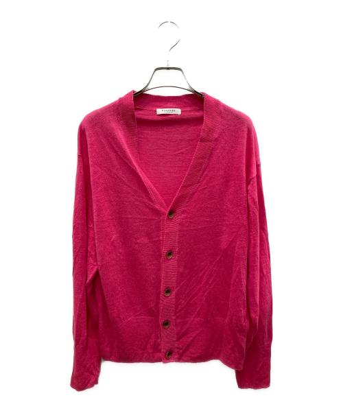 MACPHEE（マカフィー）MACPHEE (マカフィー) プレーンリネン Vネックカーディガン ピンク サイズ:Sの古着・服飾アイテム