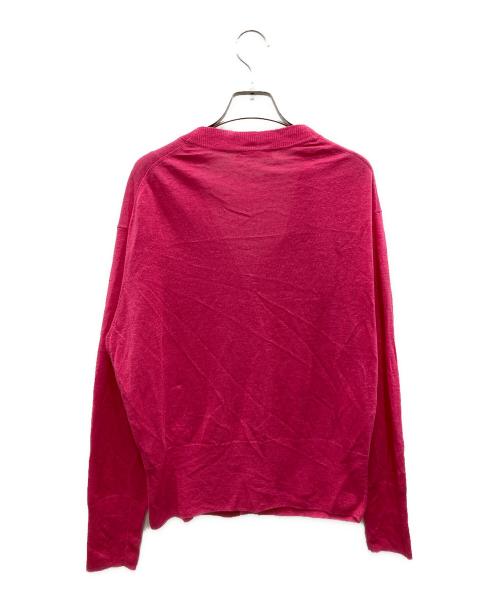 MACPHEE（マカフィー）MACPHEE (マカフィー) プレーンリネン Vネックカーディガン ピンク サイズ:Sの古着・服飾アイテム