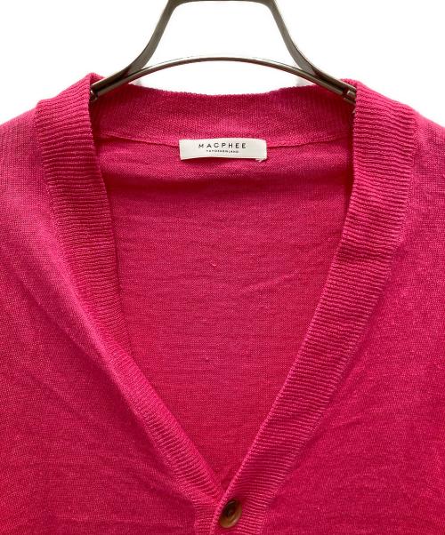 MACPHEE（マカフィー）MACPHEE (マカフィー) プレーンリネン Vネックカーディガン ピンク サイズ:Sの古着・服飾アイテム