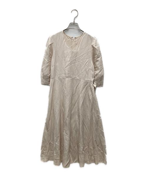 ROPE（ロペ）ROPE (ロペ) パフスリーブベルテッドリネンワンピース アイボリー サイズ:36の古着・服飾アイテム
