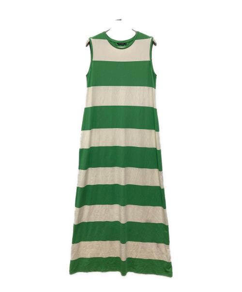 marimekko（マリメッコ）marimekko (マリメッコ) ノースリーブワンピース ベージュ×グリーン サイズ:Sの古着・服飾アイテム