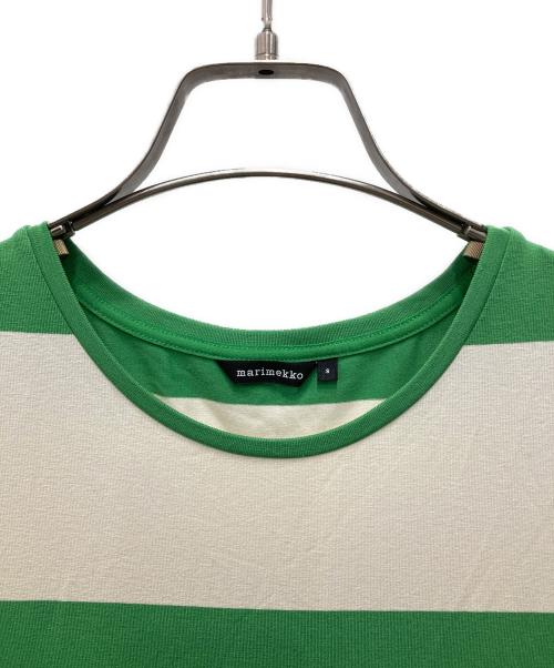 marimekko（マリメッコ）marimekko (マリメッコ) ノースリーブワンピース ベージュ×グリーン サイズ:Sの古着・服飾アイテム