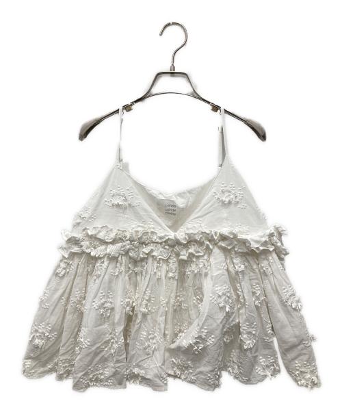 crinkle crinkle crinkle（クリンクル クリンクル クリンクル）crinkle crinkle crinkle (クリンクル クリンクル クリンクル) 3D embroidery camisole ホワイト サイズ:F 未使用品の古着・服飾アイテム