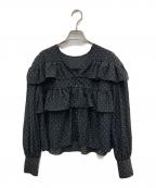 SLOBE IENAスローブ イエナ）の古着「ドットフリルVネックブラウス」｜ブラック