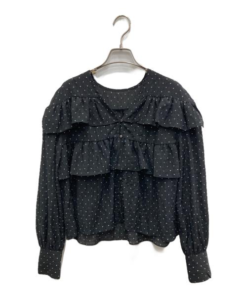 SLOBE IENA（スローブ イエナ）SLOBE IENA (スローブ イエナ) ドットフリルVネックブラウス ブラック サイズ:表記なしの古着・服飾アイテム