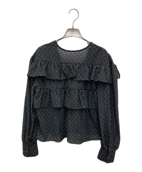 SLOBE IENA（スローブ イエナ）SLOBE IENA (スローブ イエナ) ドットフリルVネックブラウス ブラック サイズ:表記なしの古着・服飾アイテム