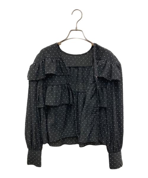 SLOBE IENA（スローブ イエナ）SLOBE IENA (スローブ イエナ) ドットフリルVネックブラウス ブラック サイズ:表記なしの古着・服飾アイテム