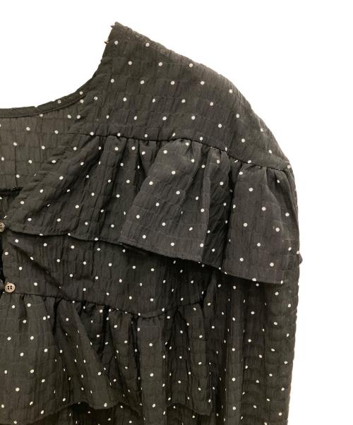 SLOBE IENA（スローブ イエナ）SLOBE IENA (スローブ イエナ) ドットフリルVネックブラウス ブラック サイズ:表記なしの古着・服飾アイテム