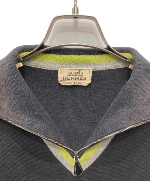 HERMES（エルメス）HERMES (エルメス) カシミヤニットポロシャツ ブラウン サイズ:Lの古着・服飾アイテム