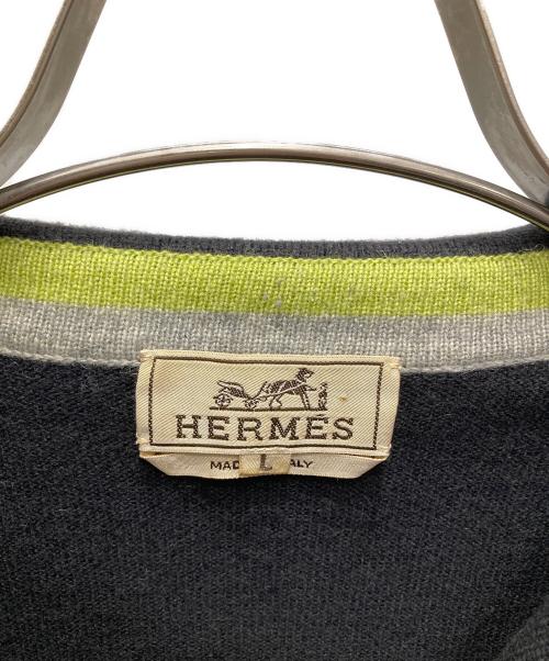 HERMES（エルメス）HERMES (エルメス) カシミヤニットポロシャツ ブラウン サイズ:Lの古着・服飾アイテム