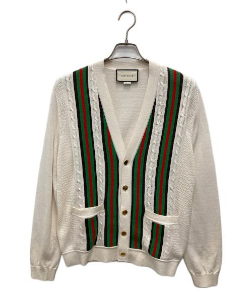 GUCCI（グッチ）GUCCI (グッチ) シェリーライン リネンコットンカーディガン アイボリー サイズ:Sの古着・服飾アイテム