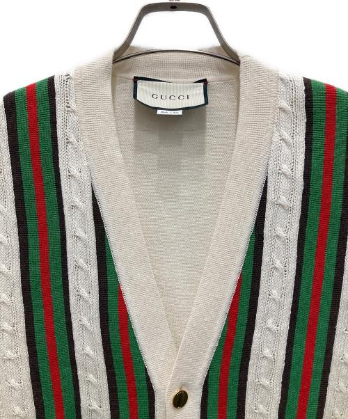 GUCCI（グッチ）GUCCI (グッチ) シャリーライン リネンコットンカーディガン アイボリー サイズ:Sの古着・服飾アイテム