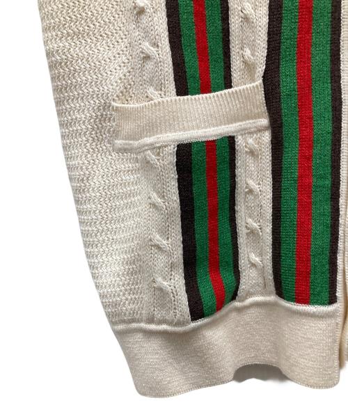 GUCCI（グッチ）GUCCI (グッチ) シャリーライン リネンコットンカーディガン アイボリー サイズ:Sの古着・服飾アイテム