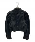 H BEAUTY&YOUTHエイチ ビューティー&ユース）の古着「ナイロンパフスリーブシャツ」｜ブラック