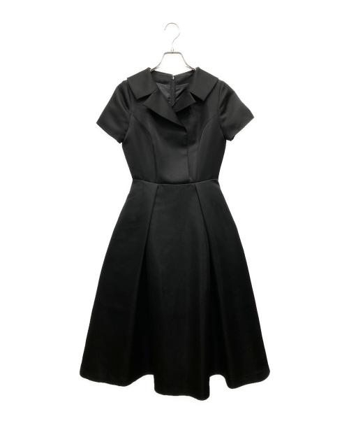 JENNE（ジェンヌ）JENNE (ジェンヌ) オープンカラーサテンワンピース ブラック サイズ:Sの古着・服飾アイテム