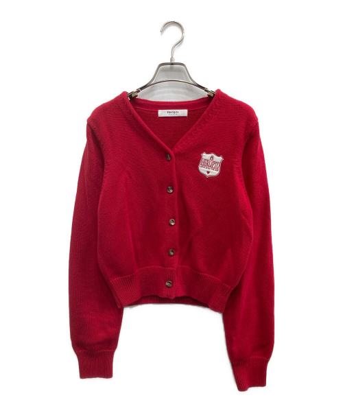 HER LIP TO（ハーリップトゥ）Her lip to (ハーリップトゥ) Be Mine Emblem Knit Cardigan/ビー マイン エンブレム ニット カーディガン レッド サイズ:Fの古着・服飾アイテム
