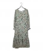 eimy istoireエイミーイストワール）の古着「フラワープリントシアーフレアワンピース」｜グリーン