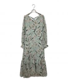 eimy istoire（エイミーイストワール）の古着「フラワープリントシアーフレアワンピース」｜グリーン